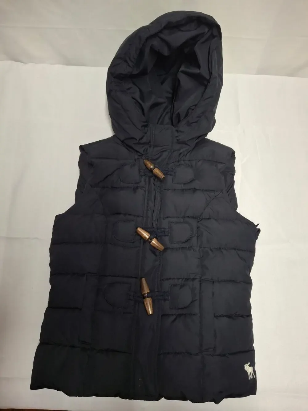 Abercrombie Kids Girls Puffer Vest Hooded Toggle Closure Navy Size L Youth